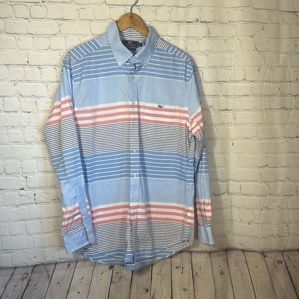 Vineyard Vines Slim Fit Tucker Shirt Long Sleeve Golf Shirt‎ size L 100% Cotton